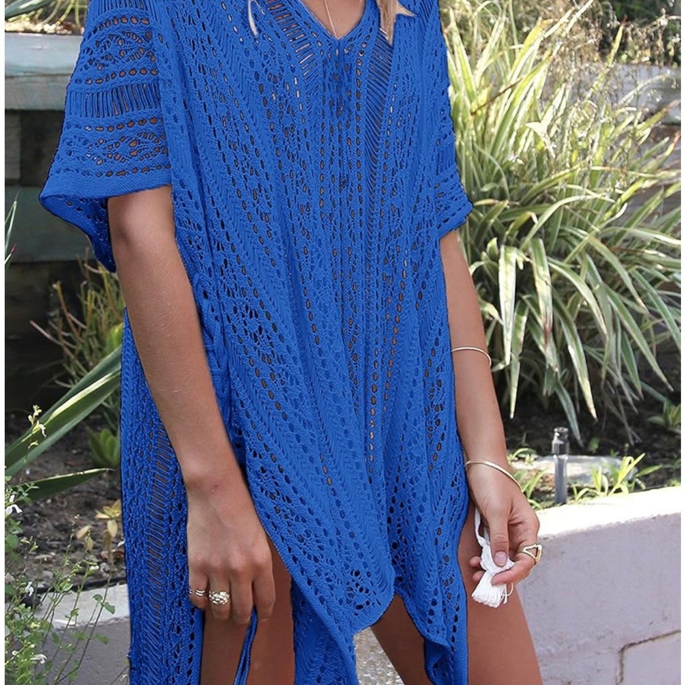Blue Crochet Swim Cover-Up
